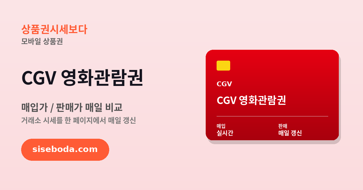 CGV 영화관람권 최고 매입가 80% 2026년 6월 17일 - 매입가·판매가 비교