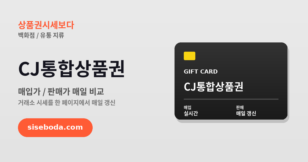 CJ통합상품권 최고 매입가 92.5% 2026년 6월 11일 - 매입가·판매가 비교