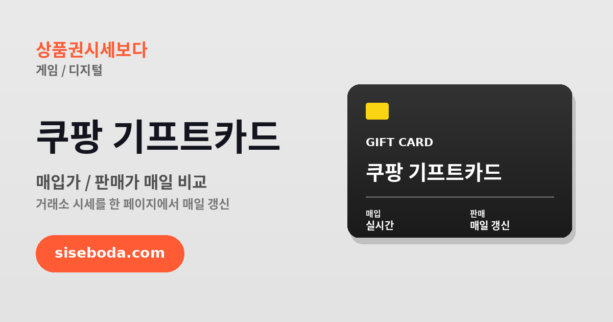 쿠팡 기프트카드 최고 매입가 80% 2026년 6월 11일 - 매입가·판매가 비교