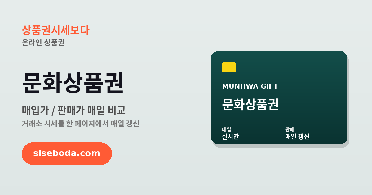 문화상품권 최고 매입가 92% 2026년 6월 11일 - 매입가·판매가 비교